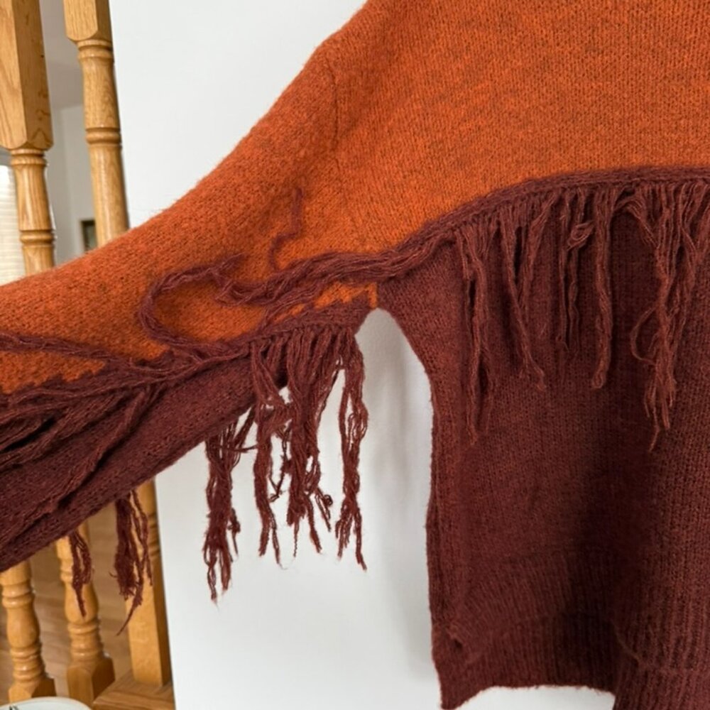 Dreamers Fringe Sweater S/M Cozy Boho Western Oversized Fall Knit - Picture 4 of 9